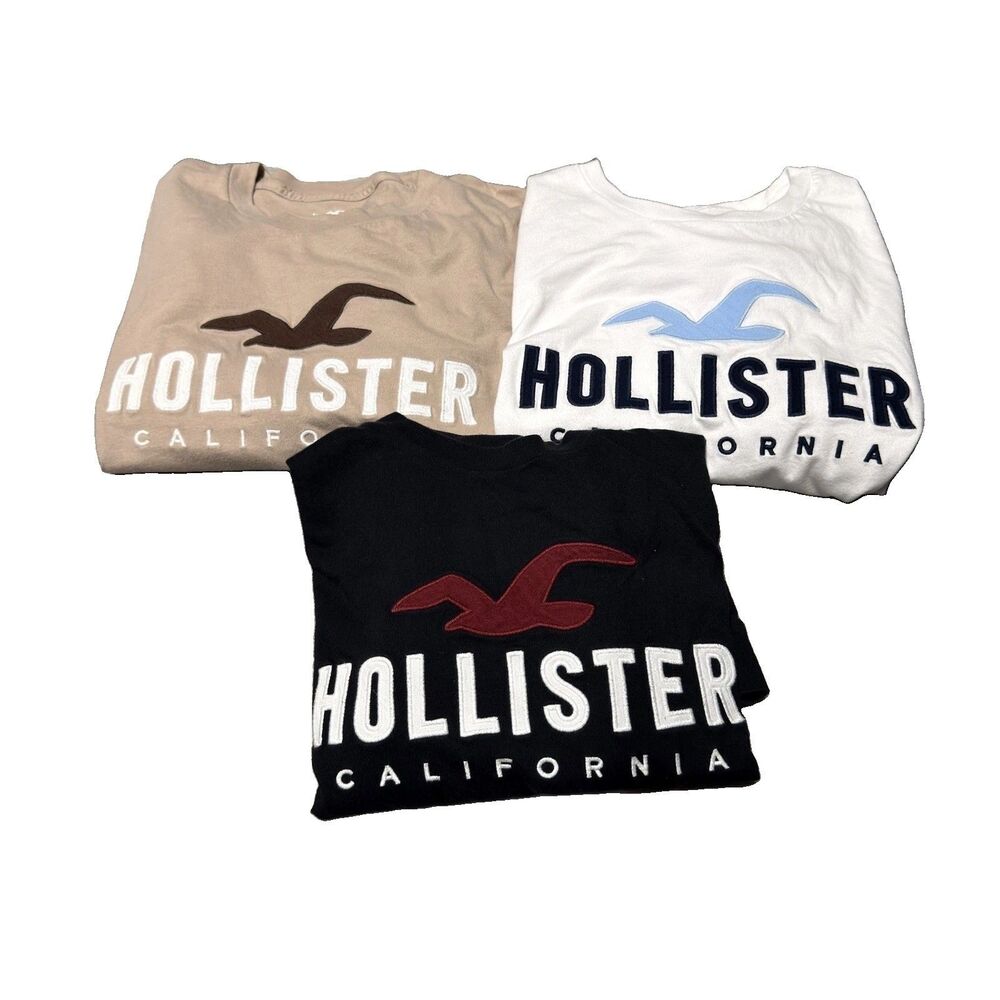 Hollister California Long Sleeve T Shirt Men’s L Lot Of 3 Embroidered Y2K Surf